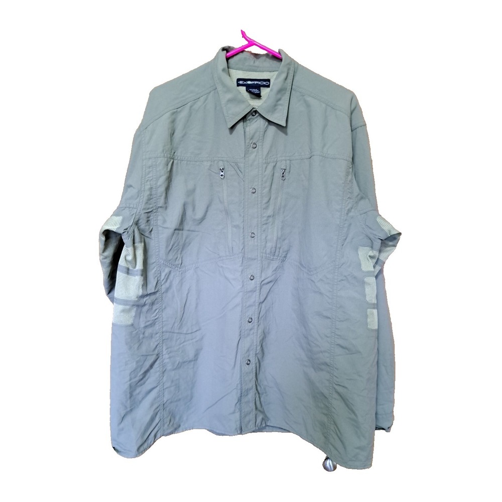 Exofficio Men's Breathable Fishing Hunting Long Sleeve Green Shirt Size XL‎